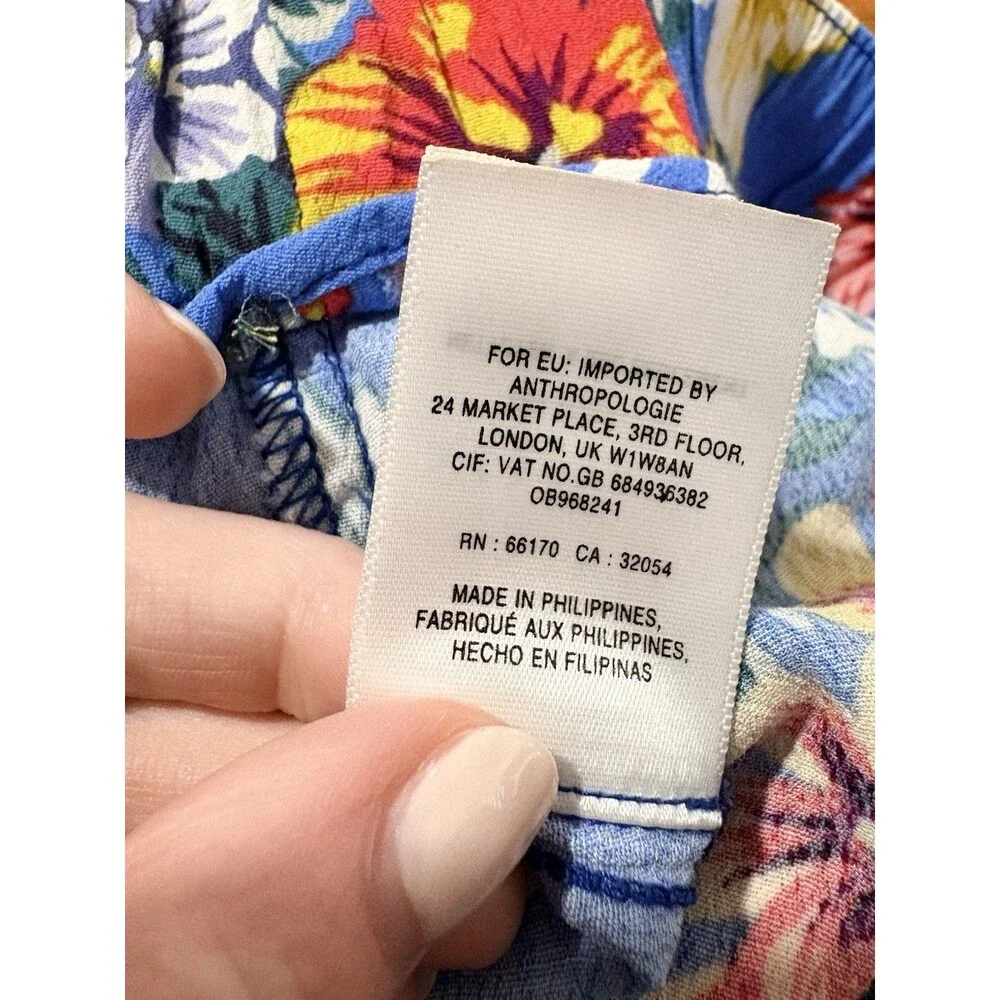Anthropologie Maeve Size XS Scarf-Printed Shorts Floral Blue - Picture 6 of 8